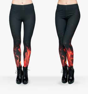 DHL GRÁTIS !! 10 pçs / lote mulheres fogo chama leggings 3d impressão legging stretchy calças casuais magro capri leggings mulheres yoga calças de trabalho