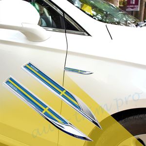 2Pcs 3D Sticker Decal For Sweden SE Flag Symbol Car Both Side Fender Body Trim Emblem Badge Accessories