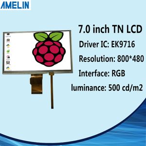 일반적으로 흰색 7 인치 800 * 480 TFT LCD 모듈 디스플레이 RGB-24BIT EK9716 저항성 터치 패널이있는 드라이버 IC 화면