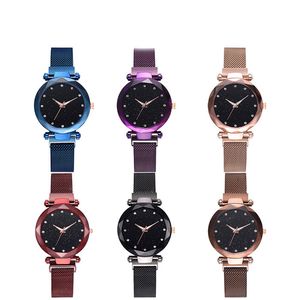 New 6 Color Lady Diamond Wrist Watch Women Starry Sky Fashion Quartz Watches Female Stainless Steel Wristwatches on Sale