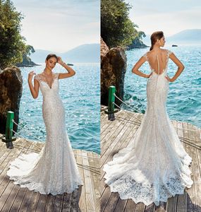 Eddy K Mermaid Wedding Dresses Sheer Jewel Neck Cap Sleeves Lace Appliques Country Wedding Dress Custom Made Plus Size Bridal Gowns