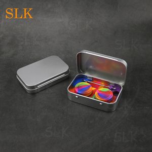 Smoking accessories gift box silicone 4 in 1 wax container stainless steel tin shell dab jar tobacco storage case for smoke shop