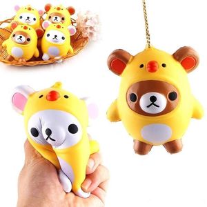 Baby Toys Kids Kawaii Cartoon Bear Chicken Doll Squishy Slow Rising Jumbo Phone Straps Pendant Charm Scented Bread Cake Kid Toy Gift