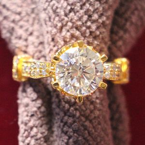 Качество Марка кольцо 3Ct синтетические бриллианты кольцо для женщин подлинной стерлингового серебра 925 Лорд кольцо желтый золотой цвет свадебные украшения