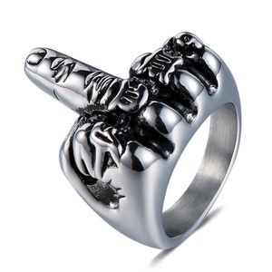 Europa och Amerika Kluster ringar Calssic Womens Mens Hip Hop Rostfritt stål Knight Templar Biker Ring Punk Skull Smycken Tillbehör