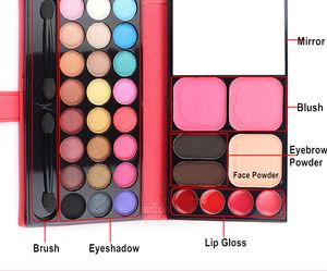 33 Cores da Sombra de Blush Lip Gloss Sobrancelha 4 em 1 Fundação Highlighter Paleta de Maquiagem Com Escovas DHL Frete Grátis