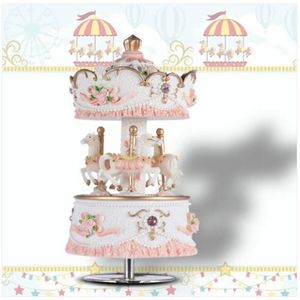 Wholesales Laxury Windup 3-horse Carousel Music Box Creative Artware/Gift Melody Castle