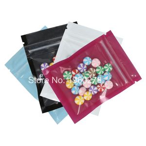 6.5x9 cm (2.5x3.5in) Tamanho Pequeno Reclosable Bolsas De Embalagem Plana Azul Branco Roxo Preto Mylar Zip Bloqueio Embalagem Sacos 100 pçs / lote