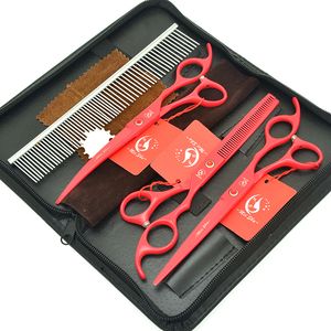 7.0" Meisha Dogs Grooming Scissors Set with Case 440c Pet Straight & Curved Cutting Clippers 6.5" Animals Thinning Shears for Groomer HB0141
