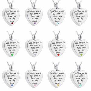 God Has You In His Arms I Have You In My Heart Cremation Jewelry Memorial Urn Ashes Necklace Pendant