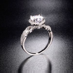 Timbrato 10kt 8 $ Real Solid 100% 925 Sterling Silver Fedi nuziali Gioielli per le donne Anello di fidanzamento con diamante simulato di marca 2ct