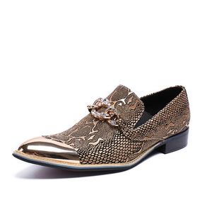 Style Party Neue Abend Hochzeit Männer Frühlingsschleugermarke Flats Leder Slip auf formelle High Heel Herren Kleiderschuhe G174 6849 s