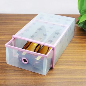 Casa de moda caixa de sapato de plástico portátil de cristal transparente estrela Shoebox doméstico DIY caixa de armazenamento de sapatos ZA6286