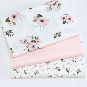 Pink Floral Cotton Fabric For Diy Sew Patchwork Clothes Quilts Pillows Baby BeddingTextile Quilting Crafts Material