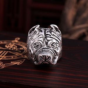 2021 Pitbull Bulldog Ring Stainless Steel Boys Retro Rings Wholesale Jewelry for Men Punk Animal Cluster Gifts