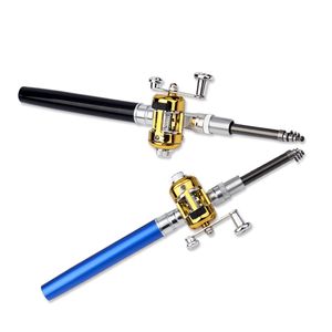 Mini Portable Pen Fishing Rod Aluminium Eloy Color Ice Fish Rod Children Gifts Pocket Spinning Bait Casting