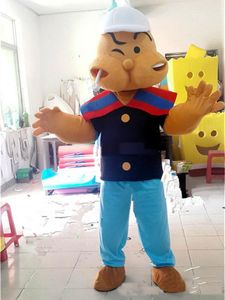 2018 Hot Sale Popeye Mascot Kostym Handgjorda tecknad Karaktär Kostymfest och kommersiell verksamhet Leverera vuxenstorlek