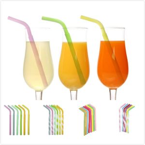 Återanvändbar Silikon Halm Mat Grade Smoothie Straws 215mm Böj Dricka Halm för Bar Hem 4 Stil