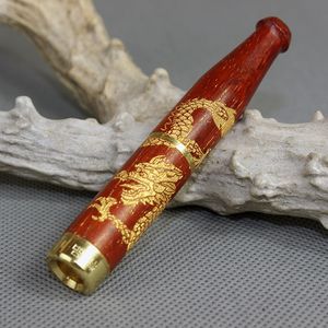 Rosewood Carved Dragon Wood Double Filter Cigaretthållare Natural Health Cigaretthållare kan demonteras för rengöring av Mahogny Yanju