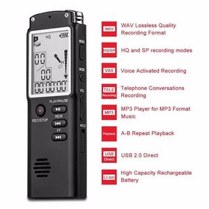 T60 Professional 8GB Time Display Recording Pen Digital Voice Audio Recorder mini dittafono portatile con lettore MP3