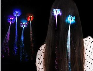 Free Shipping Luminous Light Up LED Extension Flash Braid Prom Hair Glow by fiber optic