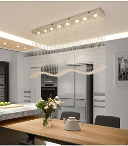 Luxury Modern Wave Crystal Chandelier Lighting Rain Drop Ceiling Lamp for Dining Room L39.4*W7.9*H39.4 Inch