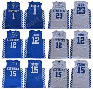 Le più recenti maglie Kentucky Wildcats Devin Booker College 1 Pallacanestro Anthony Davis 23 Maglia DeMarcus Cousins 15 Karl Karl-Anthony Towns 12