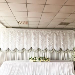 Nova moda romântica casamento ondulado cortina swag com borla prateada apenas decoração de eventos de festa de casamento