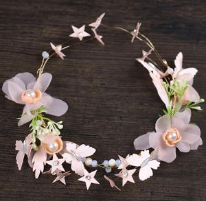 Nuovi cinque corni, ghirlande di stelle, fiori rosa, set di orecchini, copricapo a cerchio da sposa