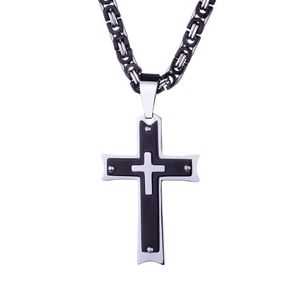 Mens Cross Pendant Rostfritt stål Kristen Jesus Crucifix Charm Bike Chain Halsband för kvinnor Punk Smycken Gift