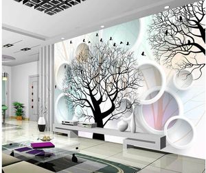 Abstract tree 3D circle tv background wall 3d murals wallpaper for living room