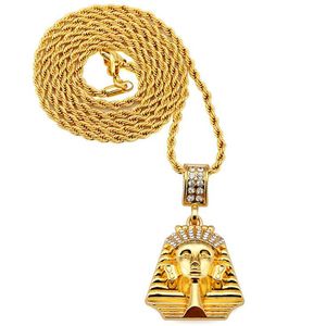 18K Pharaoh gold chain for night club DJ fashion hip hop jewelry necklace with crystal street singer new tide men pendant free shipping