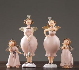 Criativo resina bonito Anjo meninas bonecas estatuetas para meninas presente de aniversário decoração da casa artesanato sala de decoração rosa princesa estátua