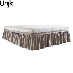 Urijk Free Shipping Hotel Elastic Bed Skirt 4 Colors Suede Fabric for King/Queen Size Dust Ruffle Pastoral Style Fit Bedspread