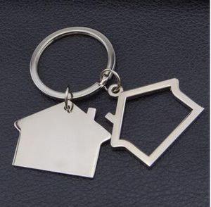 Small House Model Metal Keychain Keyring Bag Pendant Cute Car key chain ring holder Jewelry for Men Women