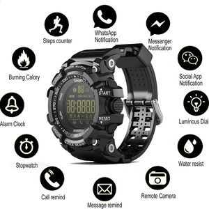 Orologio Bluetooth EX16 Smart Watch Notification Remote Control Pedometro Sport Watch IP67 Impermeabile da polso da uomo per iPhone iOS Android