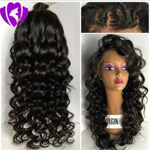 Free part deep curly brazilian full Lace Front Wig preplucked natural hairline Brown/Black Heat Resistant Synthetic Wigs for black women