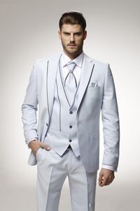 Brand New White 3 Piece Suit Men Wedding Tuxedos Znakomity Groom Tuxedos Men Business Dinner Prom Blazer (Kurtka + Spodnie + Kamizelka + Kamizelka) 884