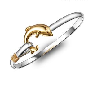 100 pz/lotto regalo caldo prezzo di fabbrica Argento con oro braccialetto di fascino Fine Noble maglia Delfino gioielli di moda braccialetto 1835