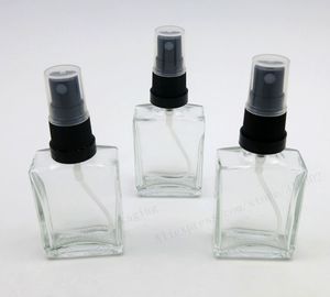 12 pcs 1 oz Perfume / Colônia Atomizador Vazio Garrafa De Vidro Recarregável Preto Tamper Evident Pulverizador 30 ml