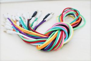 Colorful 3.5mm Braided Woven Male to Male MM Audio AUX Cable Stereo Auxiliary Cord For Iphone 4 Car for iphone 5 5s For Phone MP3