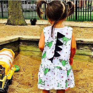 Wholesale toddler cartoons free resale online - 2018 Summer Toddler Baby Girls Dress INS Cartoon Dinosaur Printing Clothes Sleeveless Dresses Cotton Outfits Kids Clothing