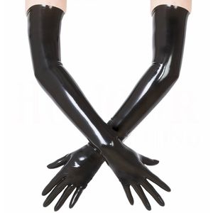 モールドブラックラテックスゴムオペラ/ロンググローブ手首シームレスゴム手袋のためのユニセックスセクシー