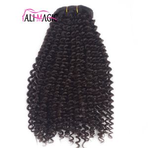 8pcs Mongolian Virgin Hair African American afro kinky curly hair clip in human hair extensions natural black clips ins easy