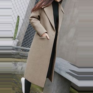 1 قطعة ربيع الخريف المرأة الصوف معطف جديد أزياء طويلة الصوف معطف واحد الصدر ضئيلة نوع الإناث الخريف الشتاء الصوف معاطف Z5438 S18101204