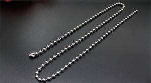 10st CHROME Färg 60cm Längd Runda pärlor Kedja Halsbandskedjor Rostfritt stål för DIY smycken gör material