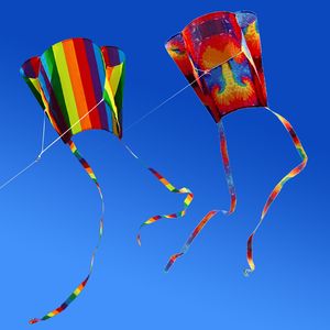 High Quality Supplest Pocket Kites For Kids Rainbow Parafoil Kite with 200cm Tails 30m Flying Handle Line Tools Factory Outlet