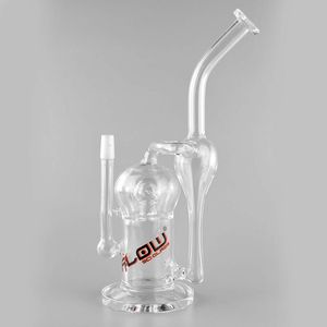 JM Flow Recycler Hookah Bong - Unique 11.4-Inch Glass Water Pipe, 5mm Thickness, Complete with Bowl