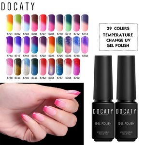 Docaty جل ورنيش لون الحلوى تغيير درجة الحرارة هلام مسمار البولندية مسمار الفن نقع uv led تغيير محظوظ الورنيش 24 اللون