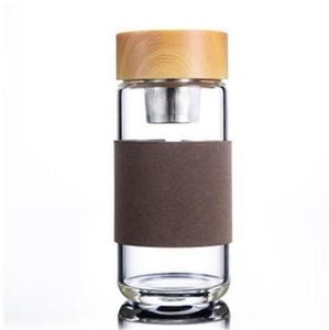 Bottiglie d'acqua in acciaio inossidabile resistente al calore rotonda Ufficio Automobile tazza di vetro con del tè del setaccio di Infuser Tumbler 350ml 17fr ff